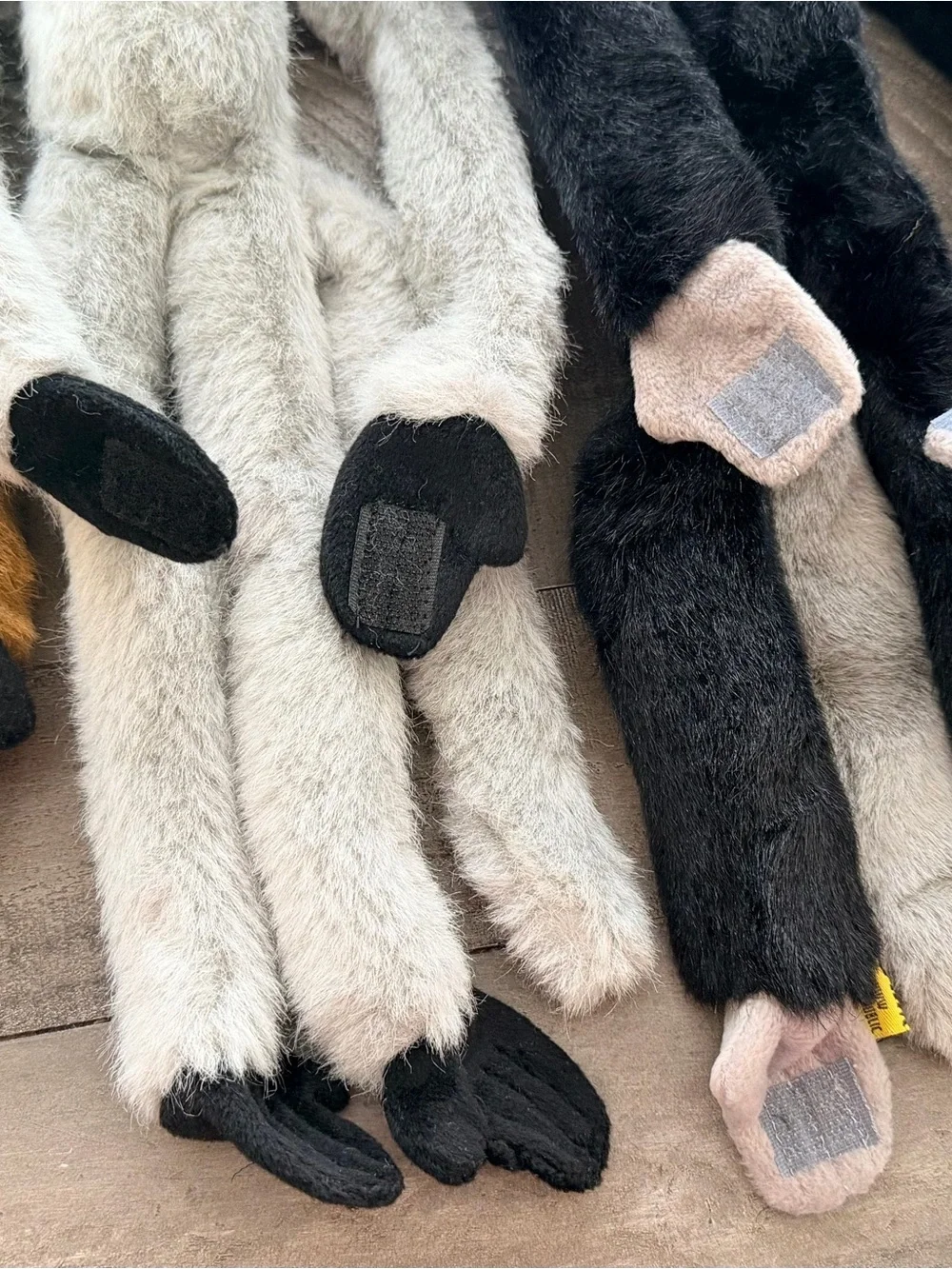 Set of Plush Long-Leg Monkeys - Brown, Gray, Black, Cream